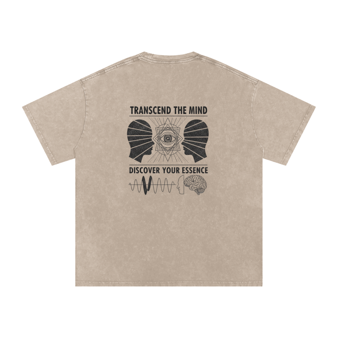 Free Mind Oversized Vintage T-Shirt in Khaki Ash detail view by Rave Uniform