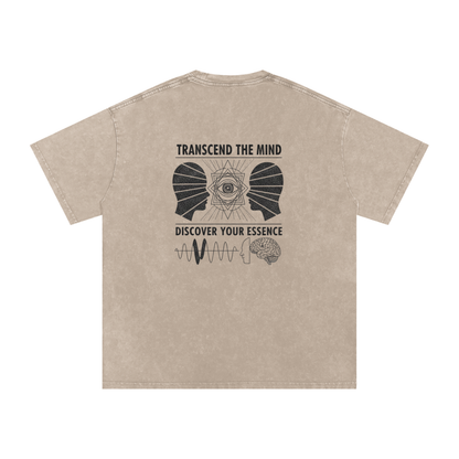 Free Mind Oversized Vintage T-Shirt in Khaki Ash detail view by Rave Uniform