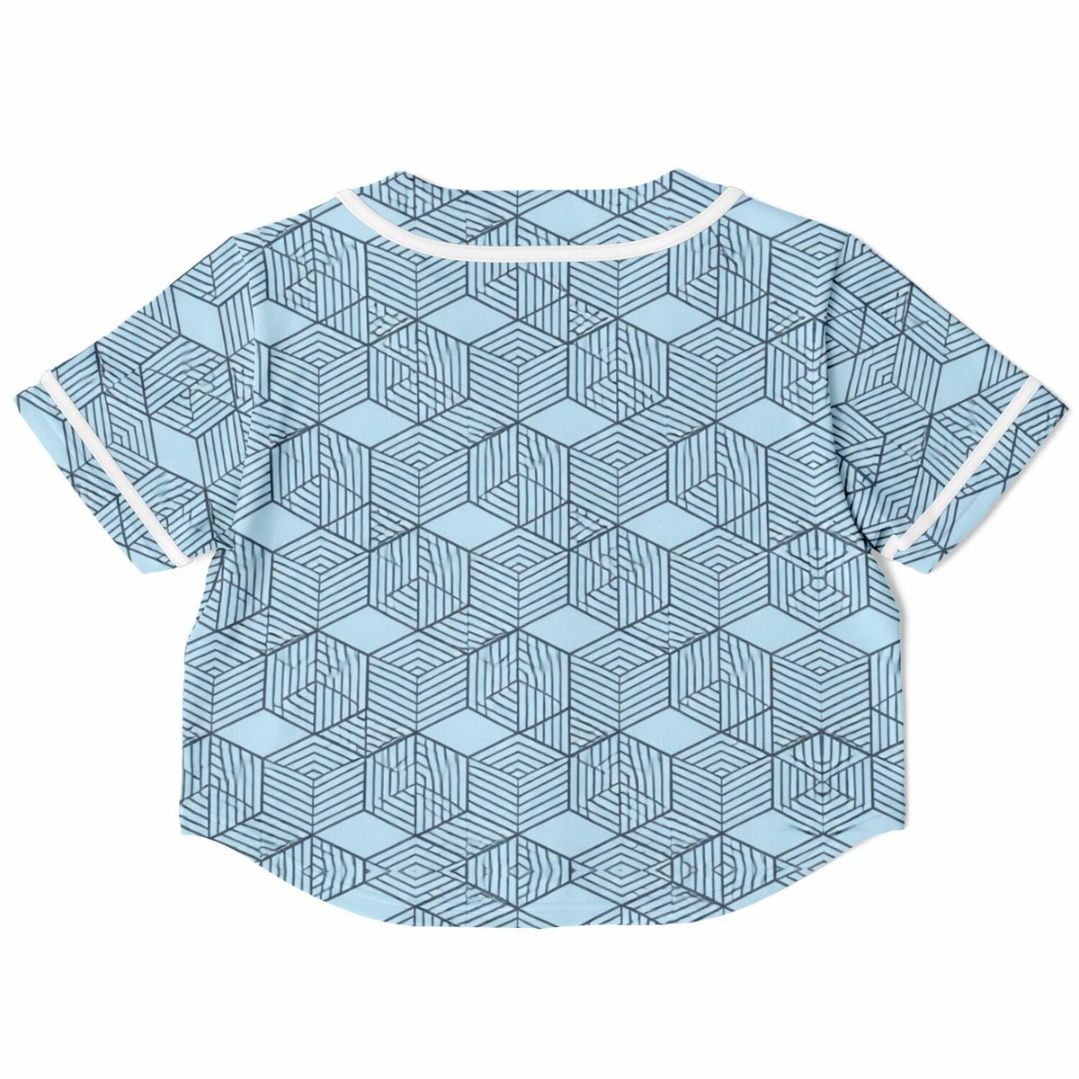 Geometric Cubes Cropped Baseball Jersey, back, flat lay