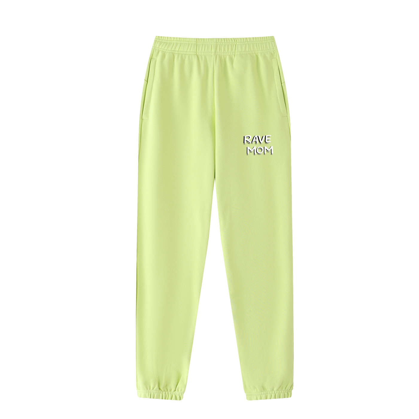 Rave Mom Cuffed Sweatpants in Lemon Green detail view by Rave Uniform