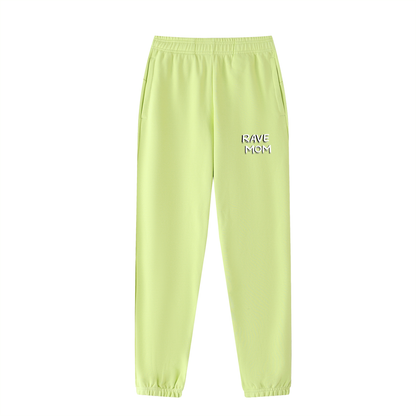 Rave Mom Cuffed Sweatpants in Lemon Green detail view by Rave Uniform