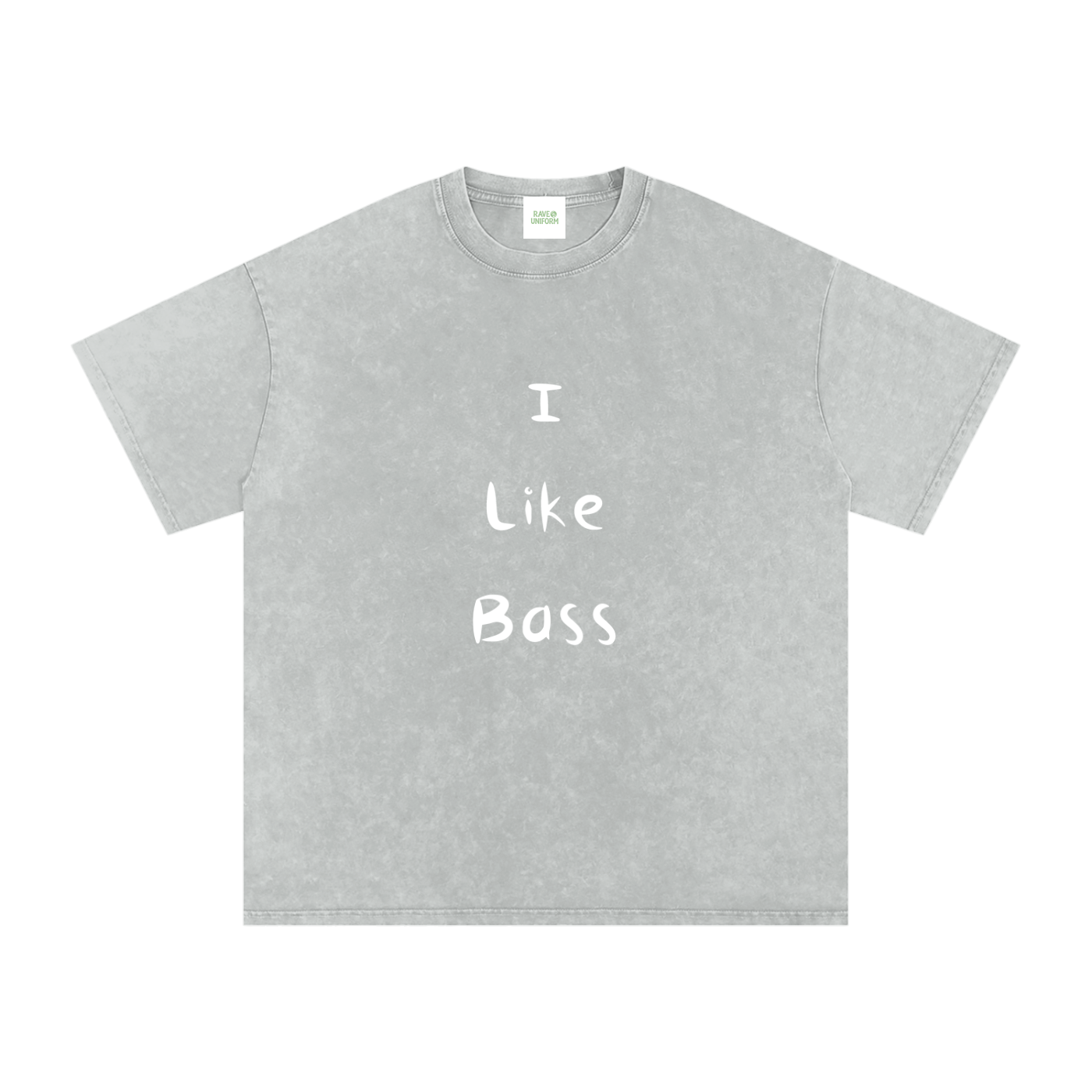 I Like Bass Oversized Vintage T-Shirt in Light Gray by Rave Uniform