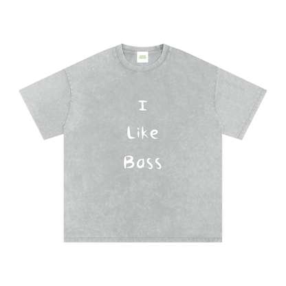 I Like Bass Oversized Vintage T-Shirt in Light Gray by Rave Uniform