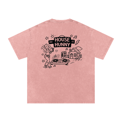 House Hunny Oversized Vintage T-Shirt in Light Pink detail view by Rave Uniform