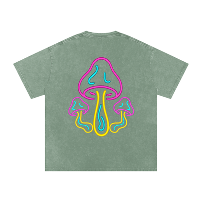 Glowing Mushroom Oversized Vintage T-Shirt in Bean Green alternate view by Rave Uniform