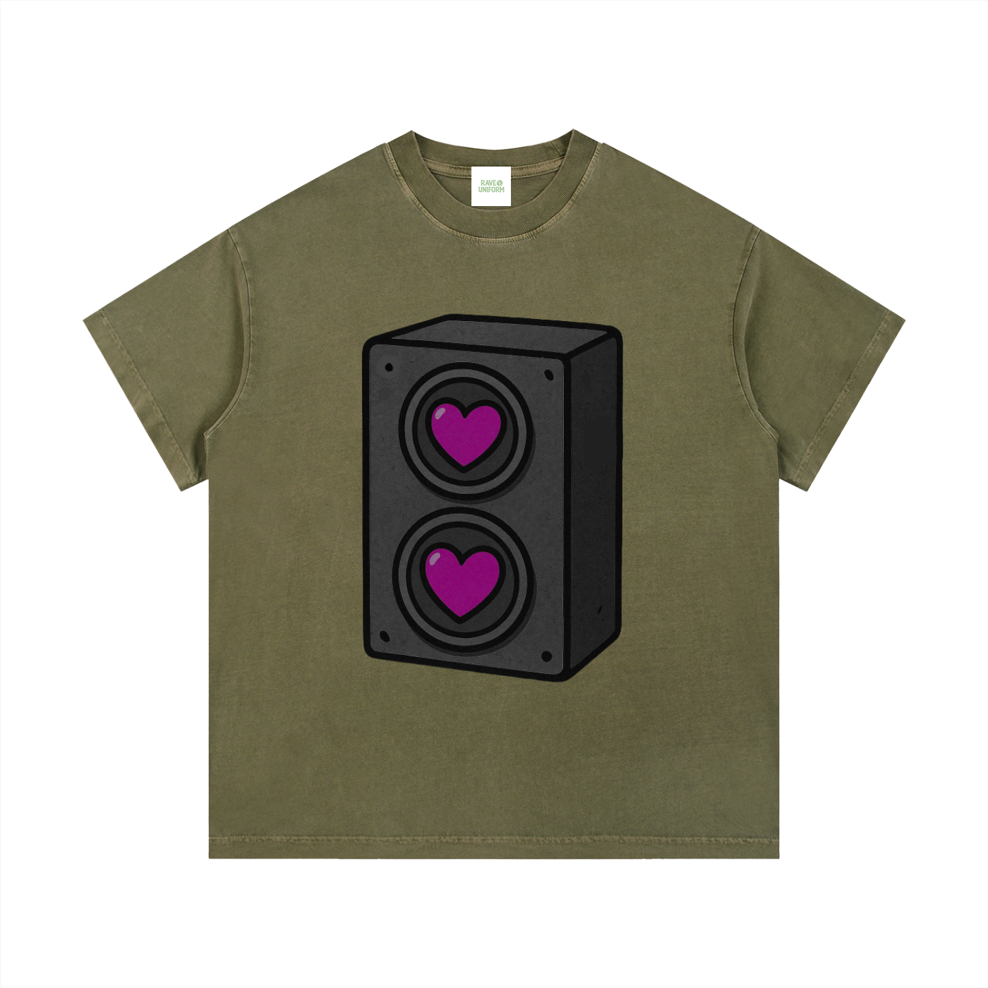 Bass Love T-Shirt in Army Green detail view by Rave Uniform