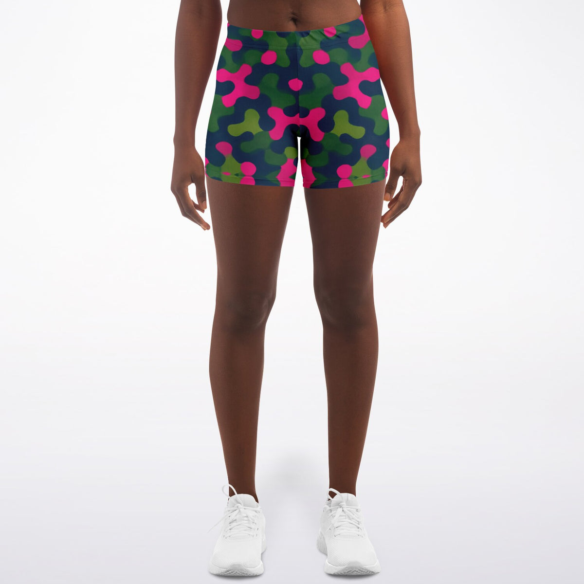Rave Camo Legging Shorts, front, on model