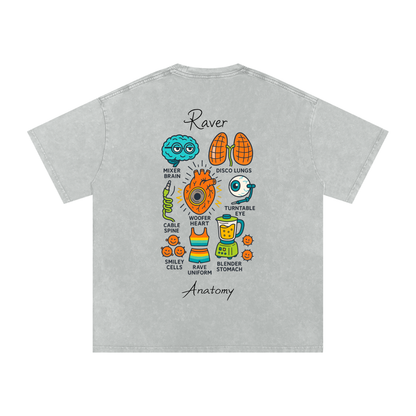 Raver Anatomy Oversized Vintage T-Shirt in Light Gray alternate view by Rave Uniform