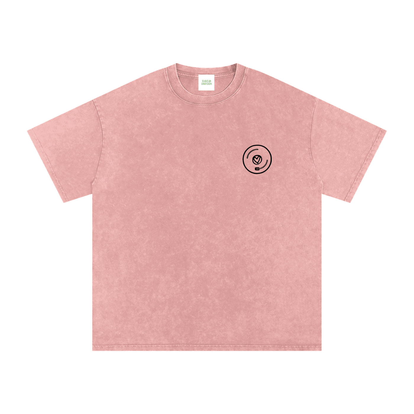 Vinyl Love Oversized Vintage T-Shirt in Light Pink detail view by Rave Uniform
