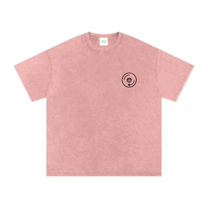 Vinyl Love Oversized Vintage T-Shirt in Light Pink detail view by Rave Uniform