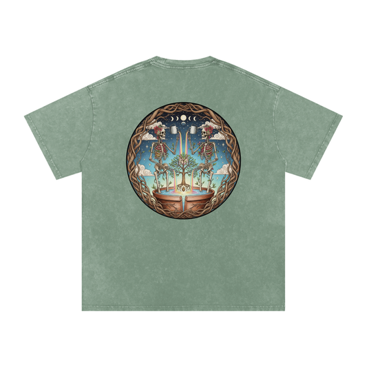 Flower Friends Oversized Vintage T-Shirt in Bean Green alternate view by Rave Uniform