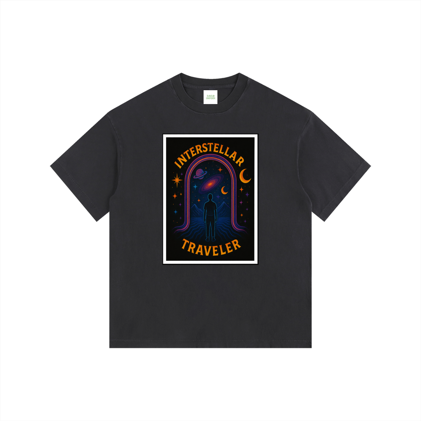 Interstellar Traveller Oversized T-Shirt in Black by Rave Uniform