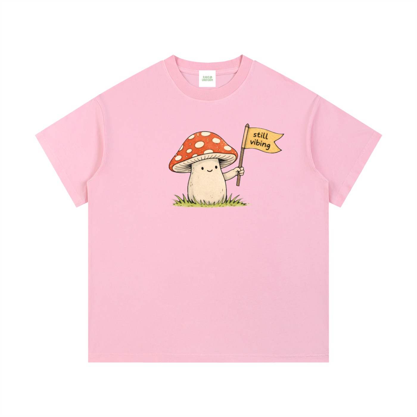 Still Vibin' T-Shirt in Pink detail view by Rave Uniform
