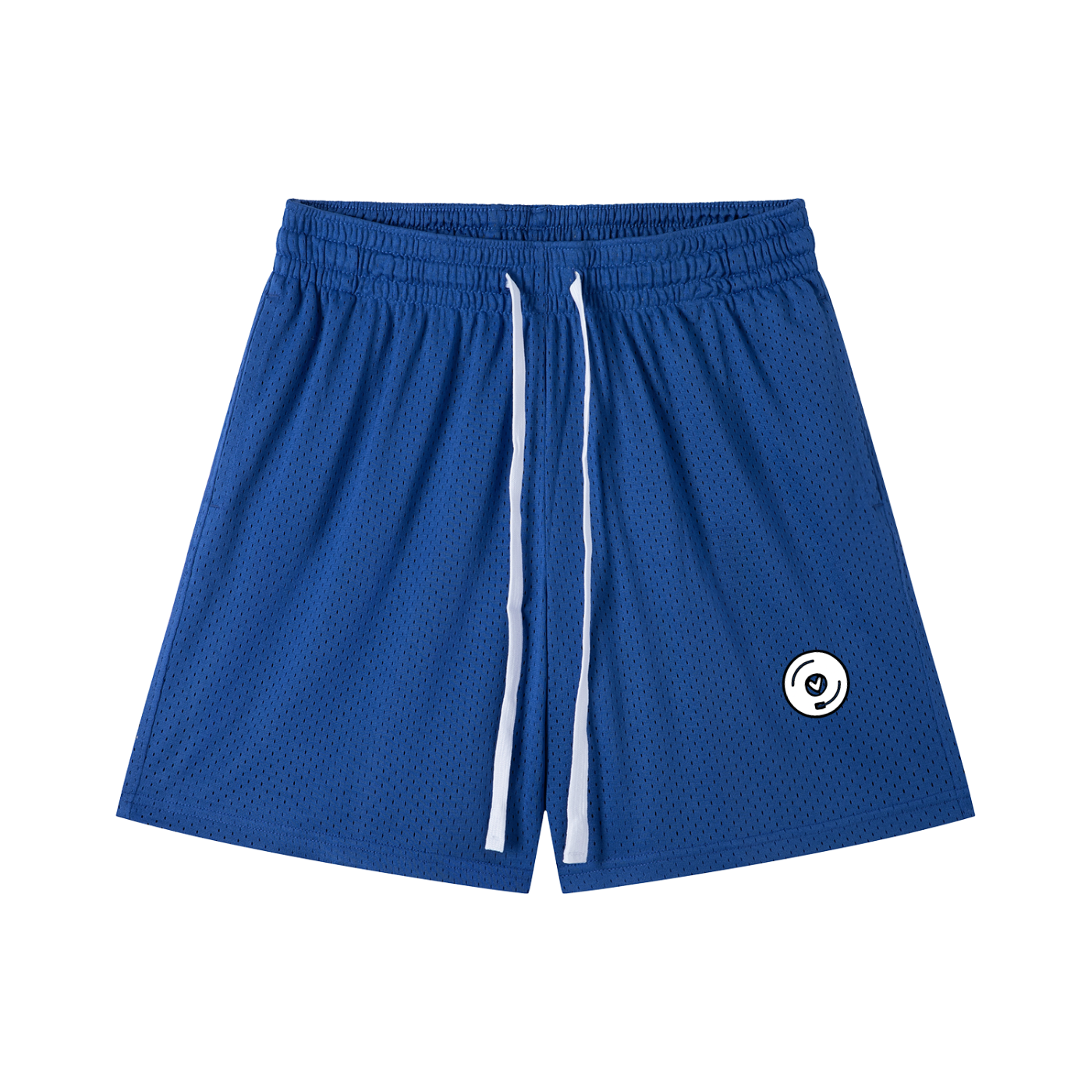 Vinyl Love Mesh Shorts in Colorful Blue detail view by Rave Uniform