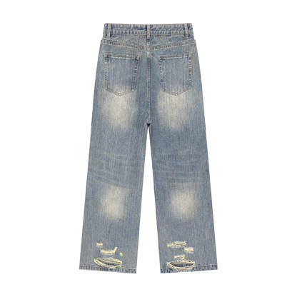 Faded Denim Jeans in Blue alternate view by Rave Uniform