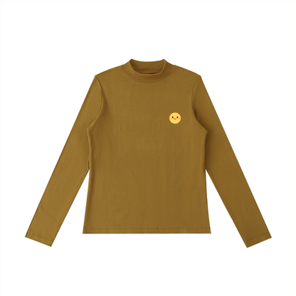 Essential Mock Neck Long Sleeve T-Shirt in Turmeric by Rave Uniform