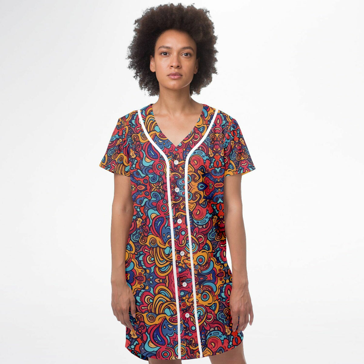 Molten Spring Baseball Jersey Dress, front, on model