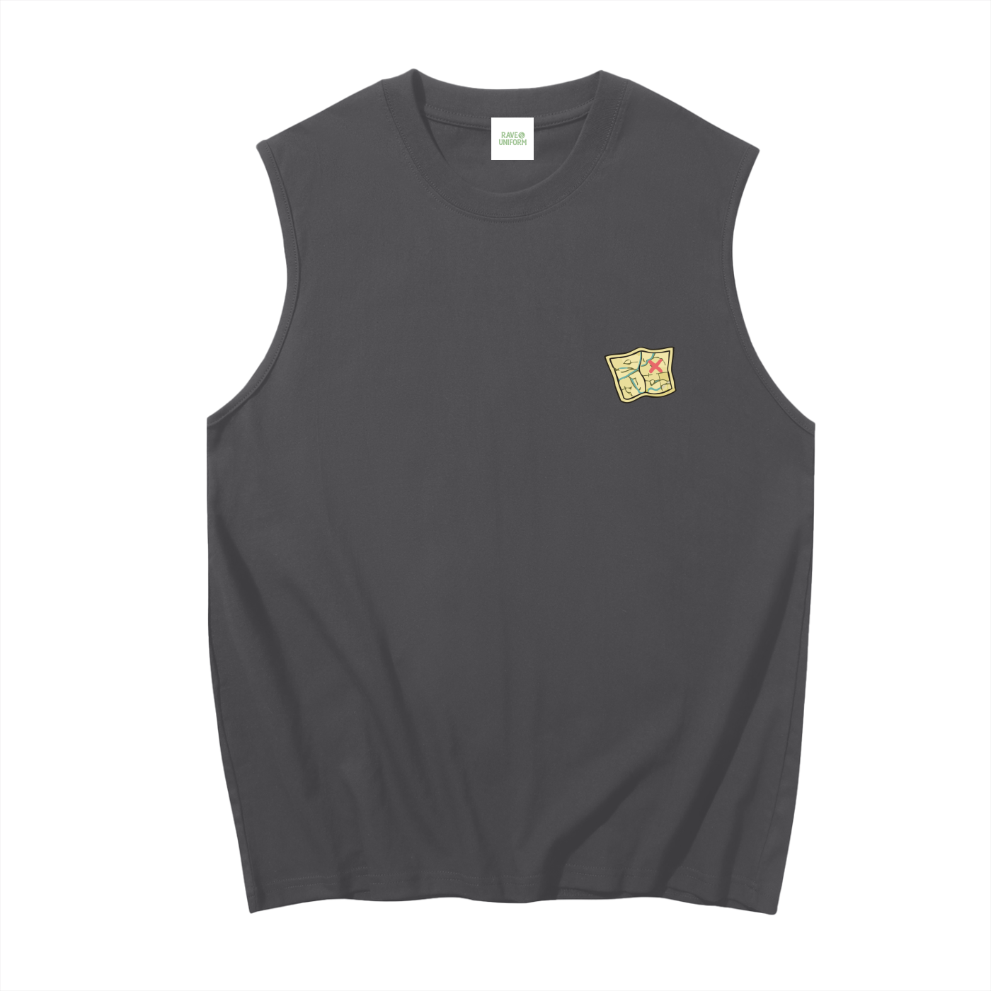 Side Quest Muscle Tank Top in Medium Grey side view by Rave Uniform