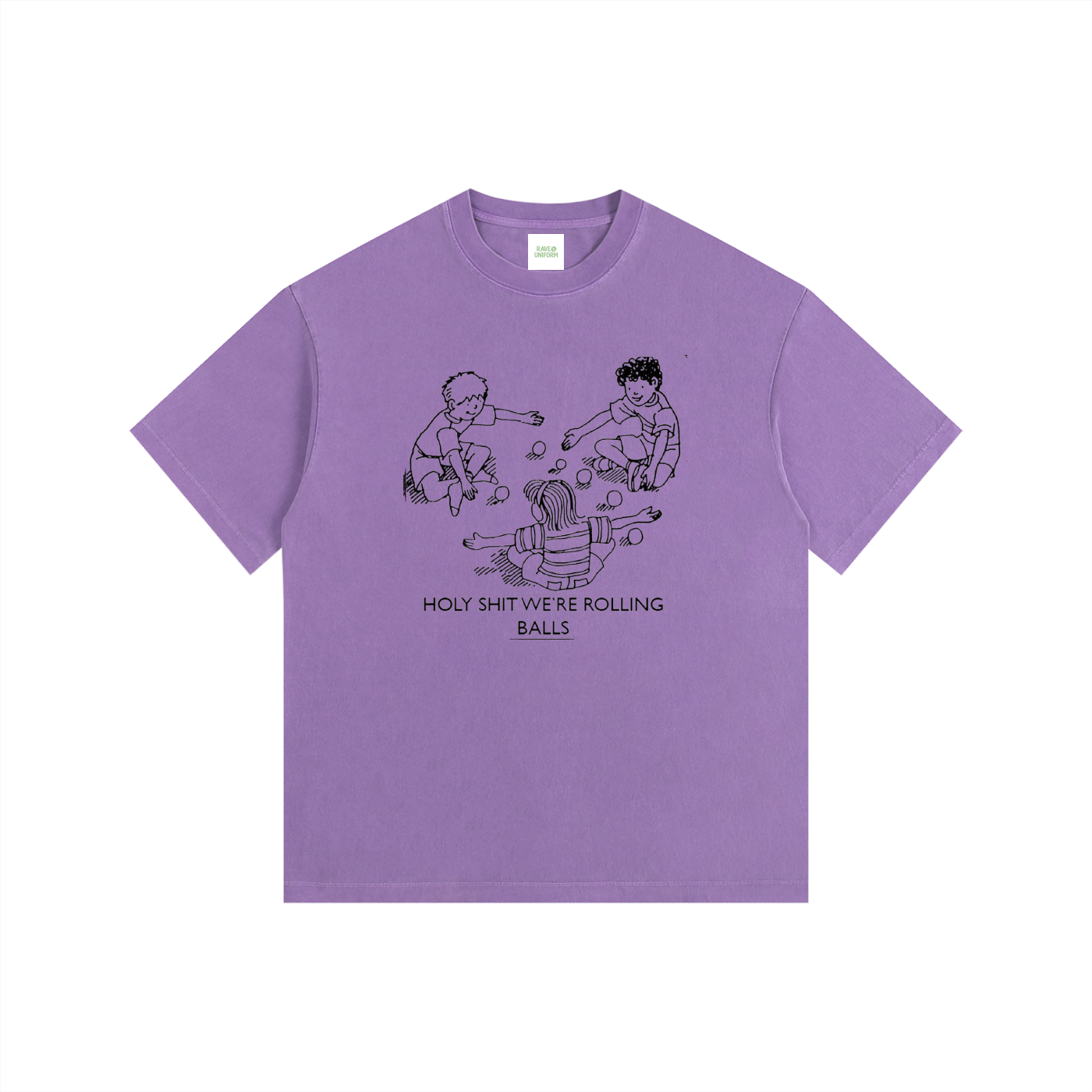 Rolling Balls Oversized T-Shirt in Purple detail view by Rave Uniform
