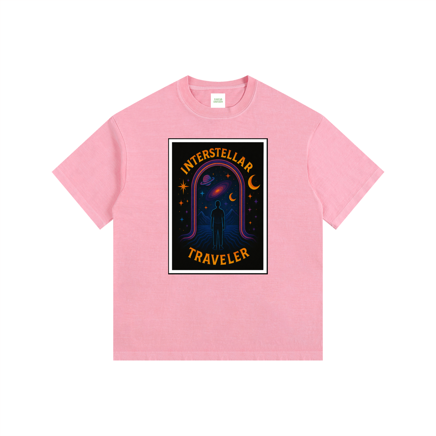 Interstellar Traveller Oversized T-Shirt in Pink by Rave Uniform