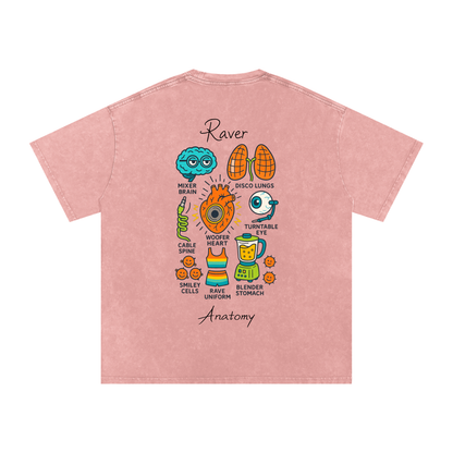Raver Anatomy Oversized Vintage T-Shirt in Light Pink detail view by Rave Uniform