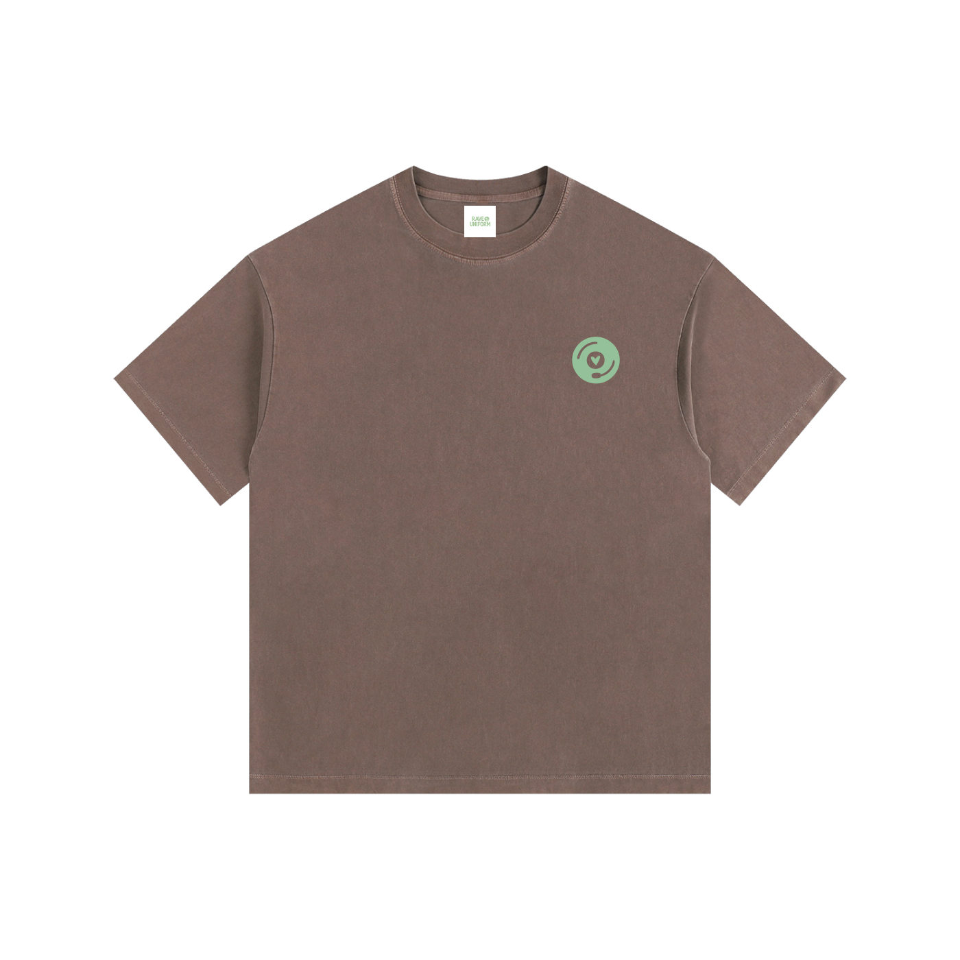 Vinyl Love Oversized T-Shirt in Coffee detail view by Rave Uniform