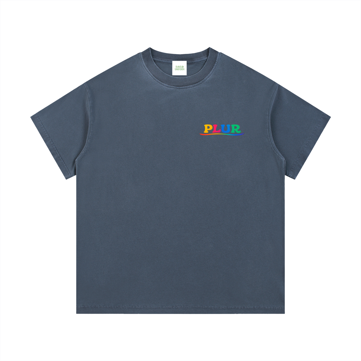 PLUR T-Shirt in Gray Blue detail view by Rave Uniform