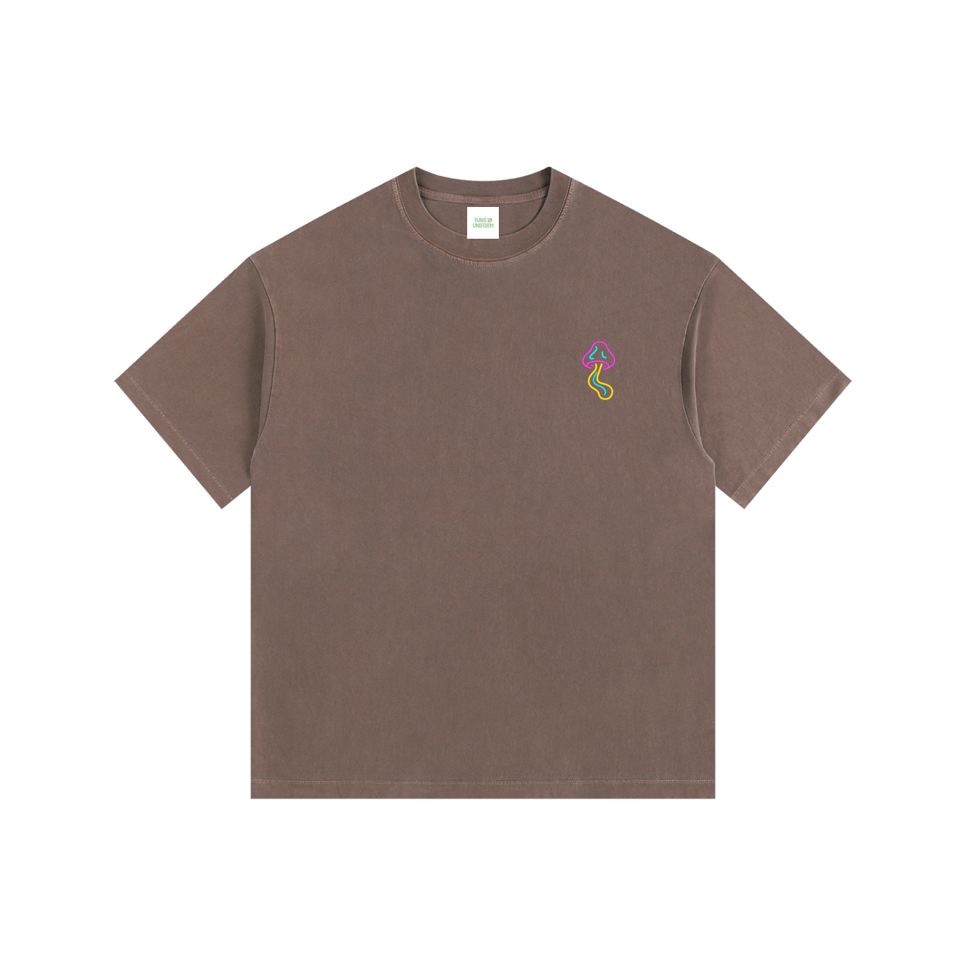 Glowing Mushroom Oversized T-Shirt in Coffee detail view by Rave Uniform