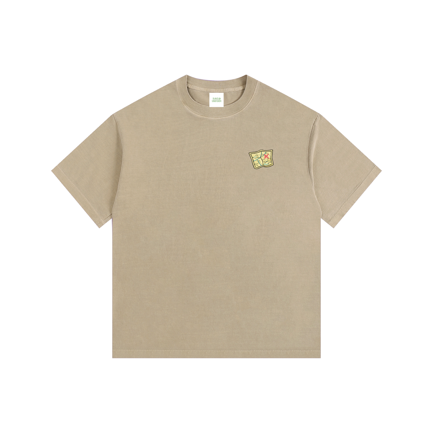 Side Quest Oversized T-Shirt in Khaki side view by Rave Uniform