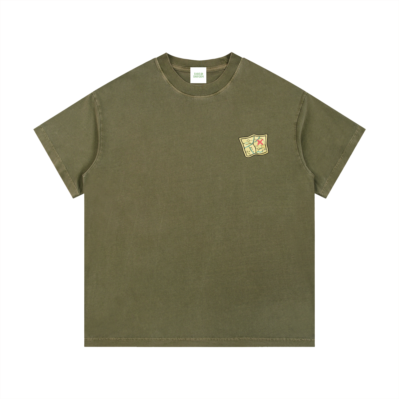 Side Quest T-Shirt in Army Green side view by Rave Uniform