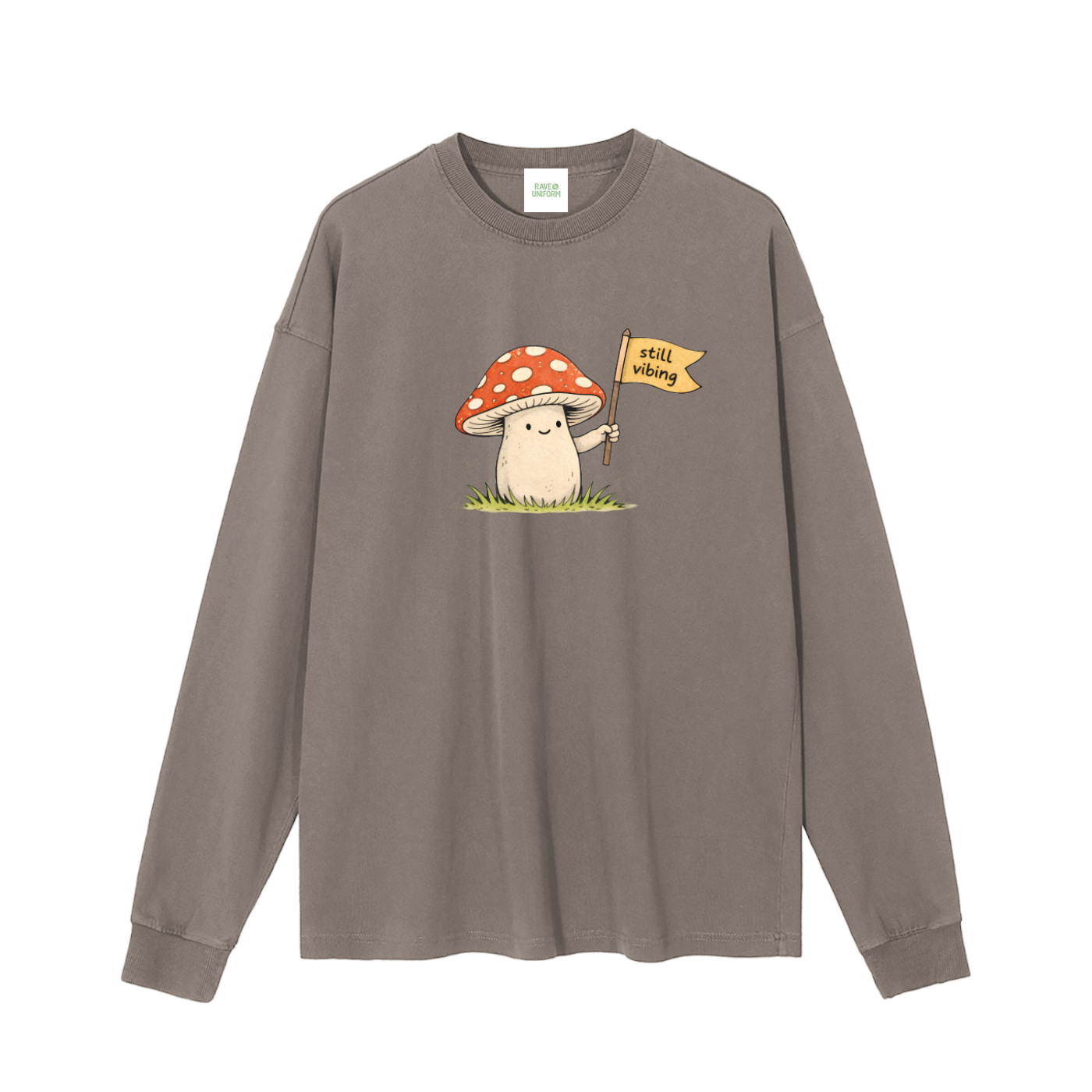 Still Vibin' Long Sleeve T-Shirt in Brown by Rave Uniform