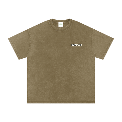 Stay Hydrate Oversized Vintage T-Shirt in Gray Green detail view by Rave Uniform