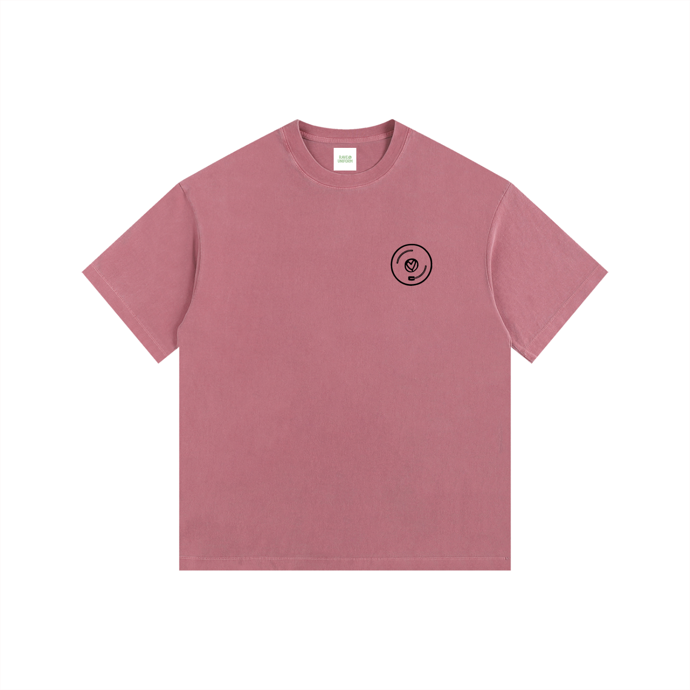 Vinyl Love Oversized T-Shirt in Ancora Red detail view by Rave Uniform