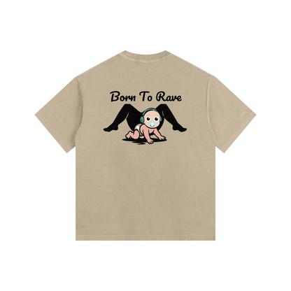 Born to Rave Oversized T-Shirt in Khaki alternate view by Rave Uniform