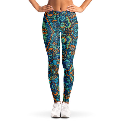 Tropical Island Leggings, front, on model