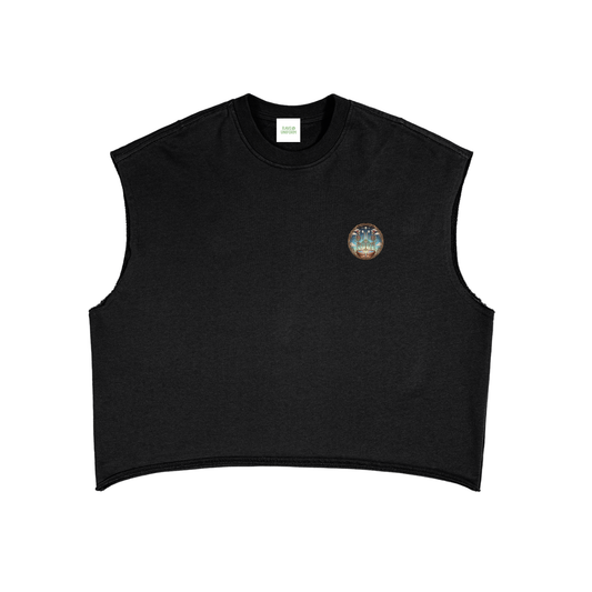 Plant Friends Boxy Tank Top in Black by Rave Uniform