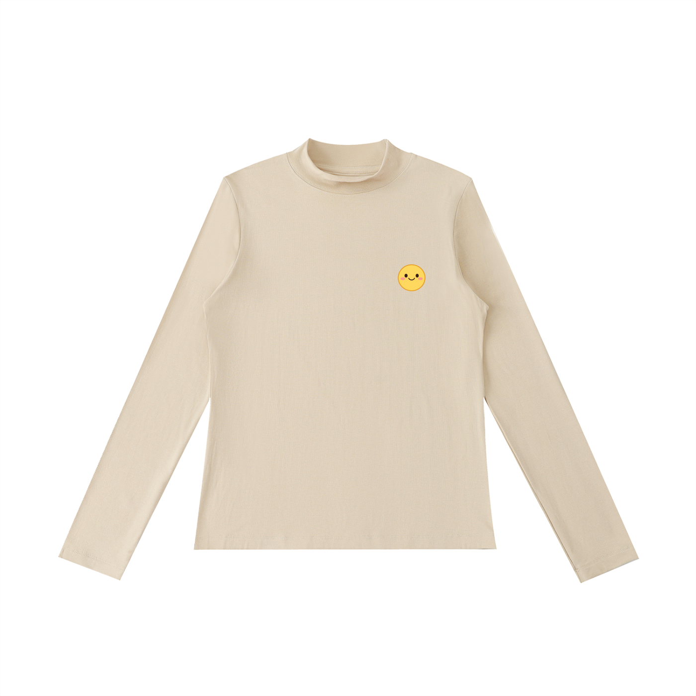Essential Mock Neck Long Sleeve T-Shirt in Apricot by Rave Uniform