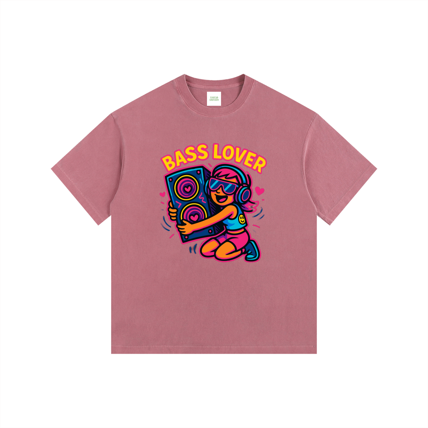 Bass Lover Oversized T-Shirt in Ancora Red detail view by Rave Uniform