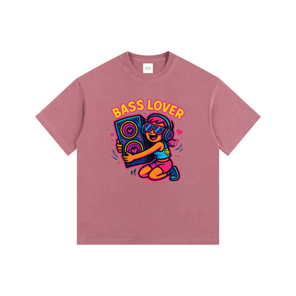 Bass Lover Oversized T-Shirt in Ancora Red detail view by Rave Uniform