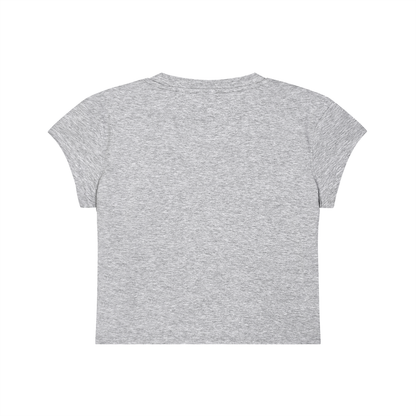 Two Test Kits Baby Tee in Flower Gray, back
