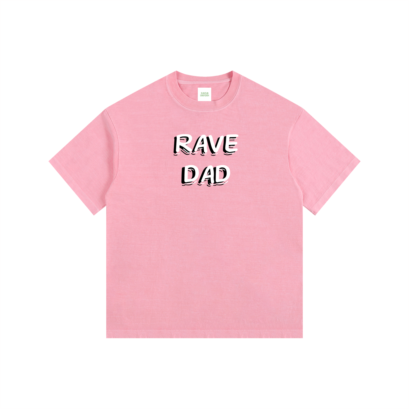 Rave Dad Oversized T-Shirt in Pink detail view by Rave Uniform