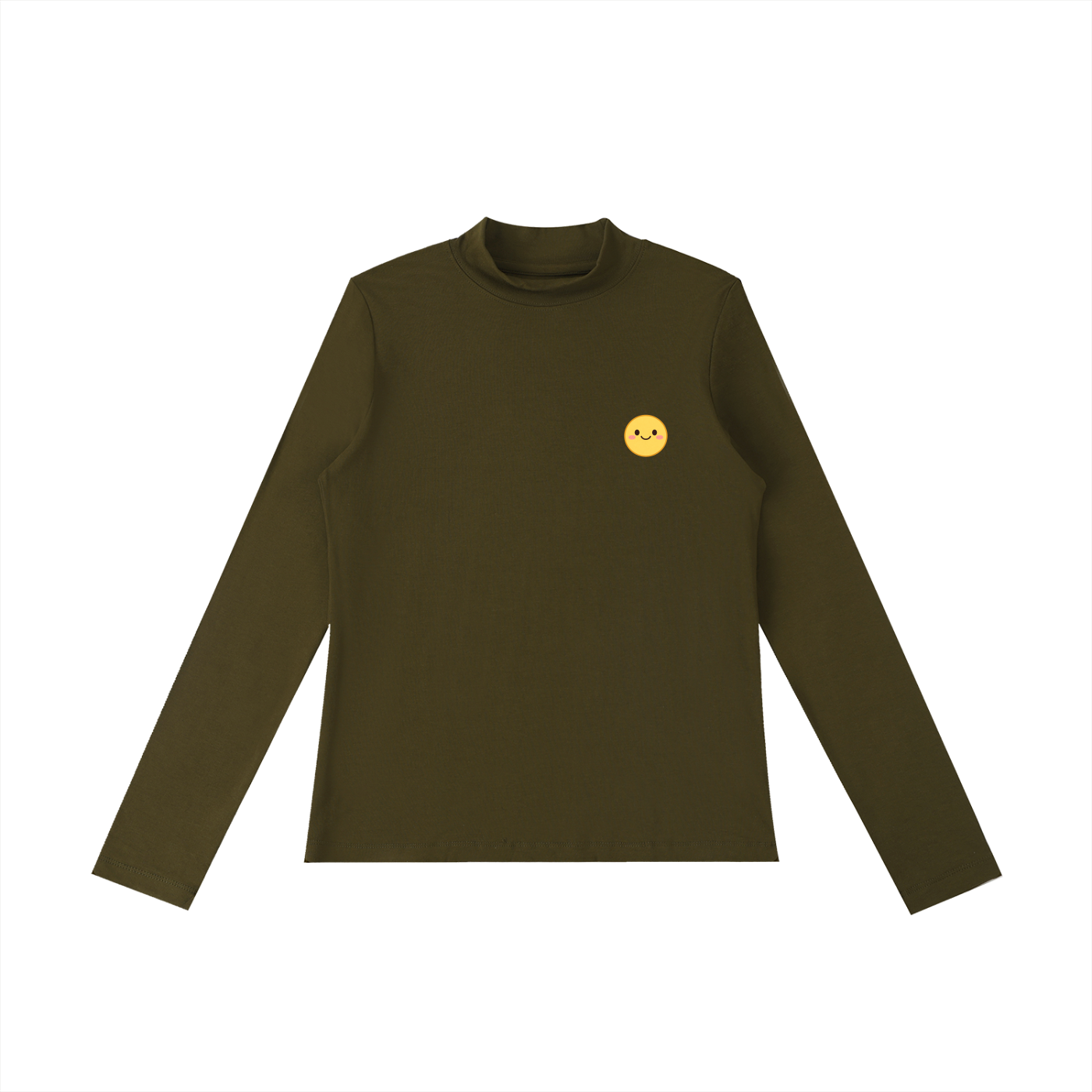 Essential Mock Neck Long Sleeve T-Shirt in Olive Green detail view by Rave Uniform