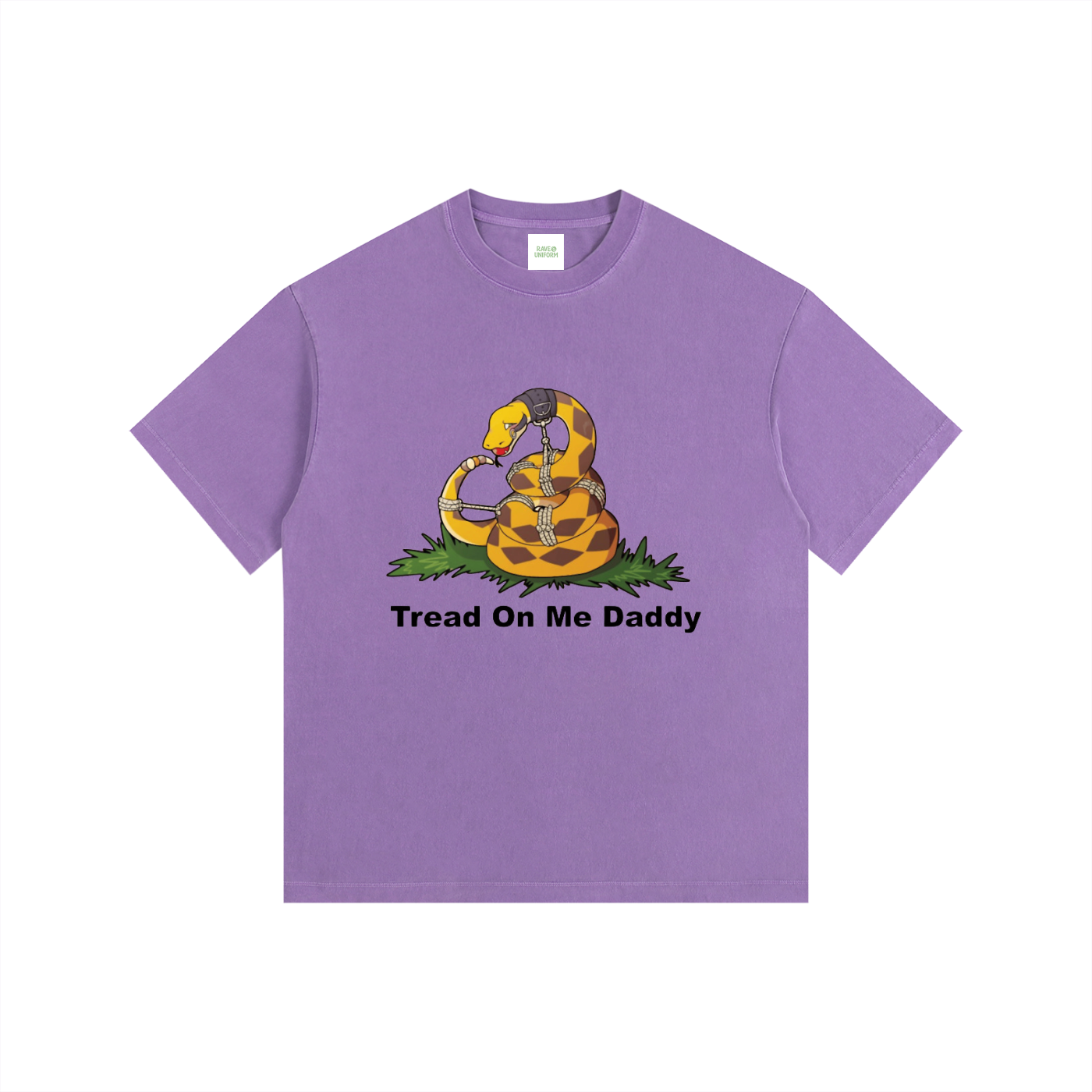 Tread On Me Daddy Oversized T-Shirt in Purple detail view by Rave Uniform