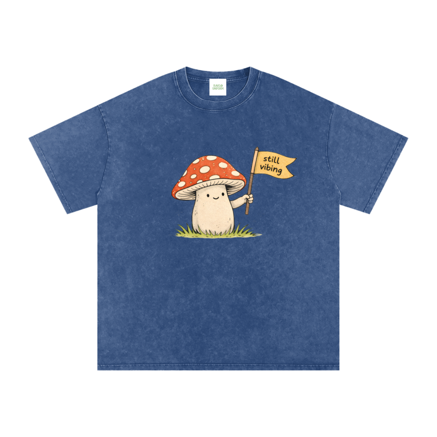 Still Vibin Oversized Vintage T-Shirt in Dark Blue detail view by Rave Uniform