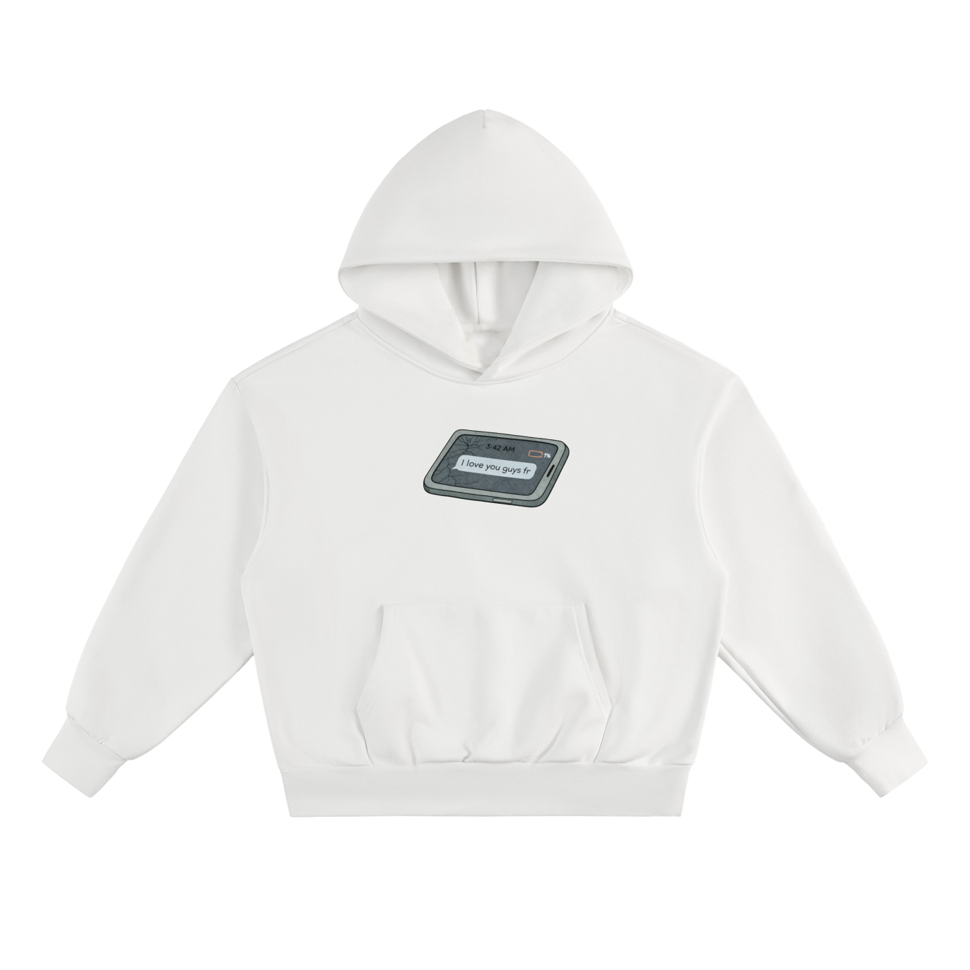 Love U Heavyweight Hoodie in White by Rave Uniform