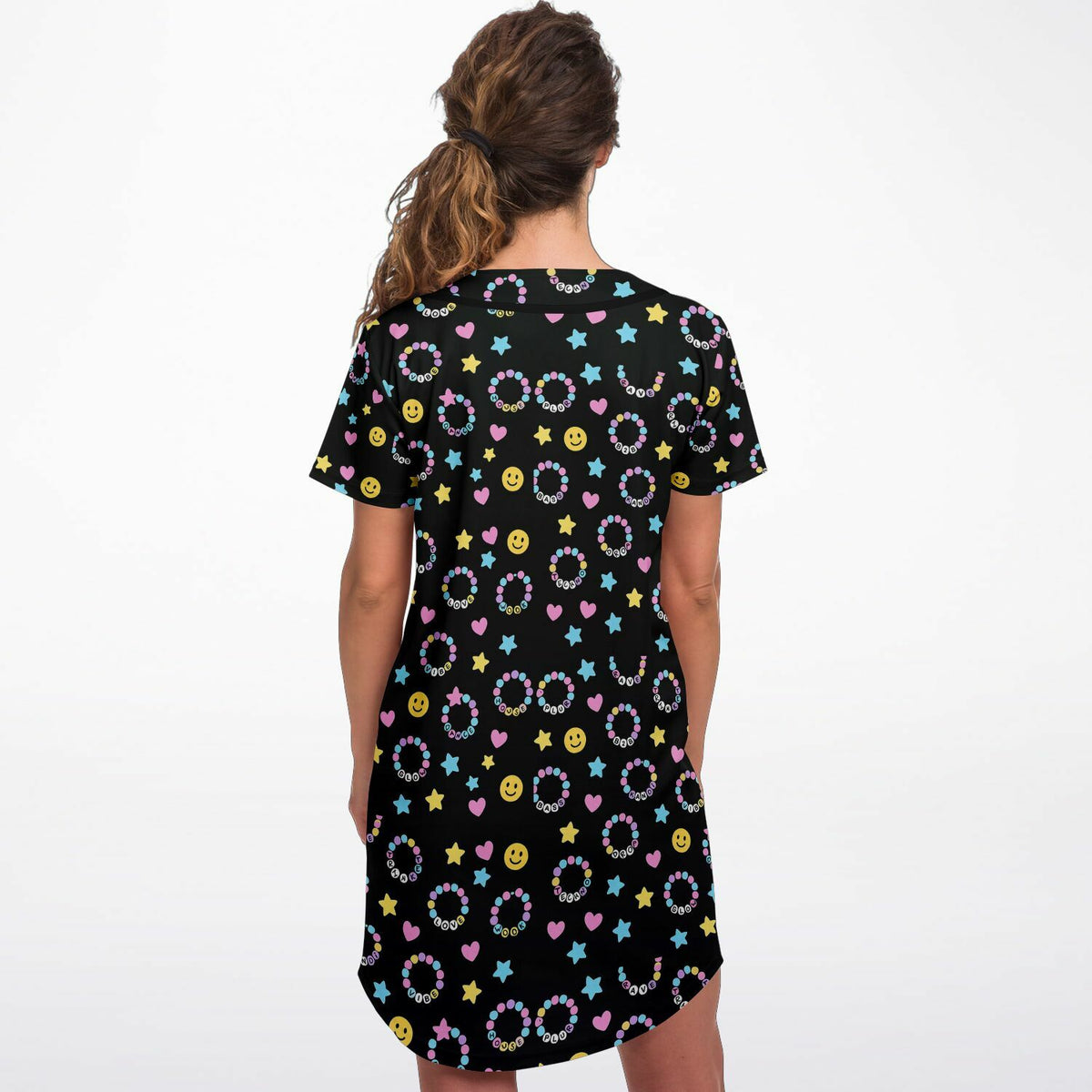 Kandi Baseball Jersey Dress, back, on model
