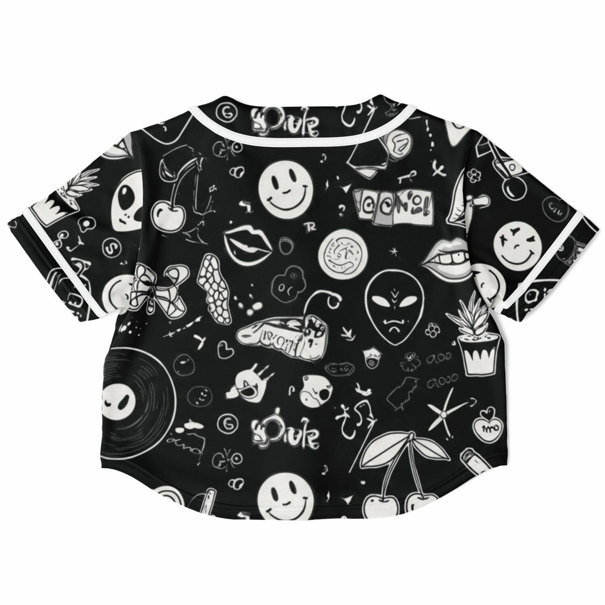 Stoner Doodles Cropped Baseball Jersey, back, flat lay