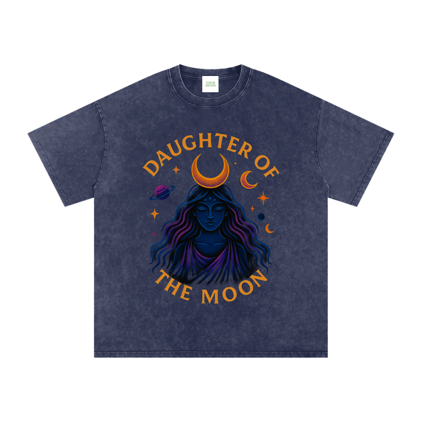 Daughter of The Moon Oversized Vintage T-Shirt in Royal Blue by Rave Uniform