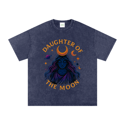 Daughter of The Moon Oversized Vintage T-Shirt in Royal Blue by Rave Uniform