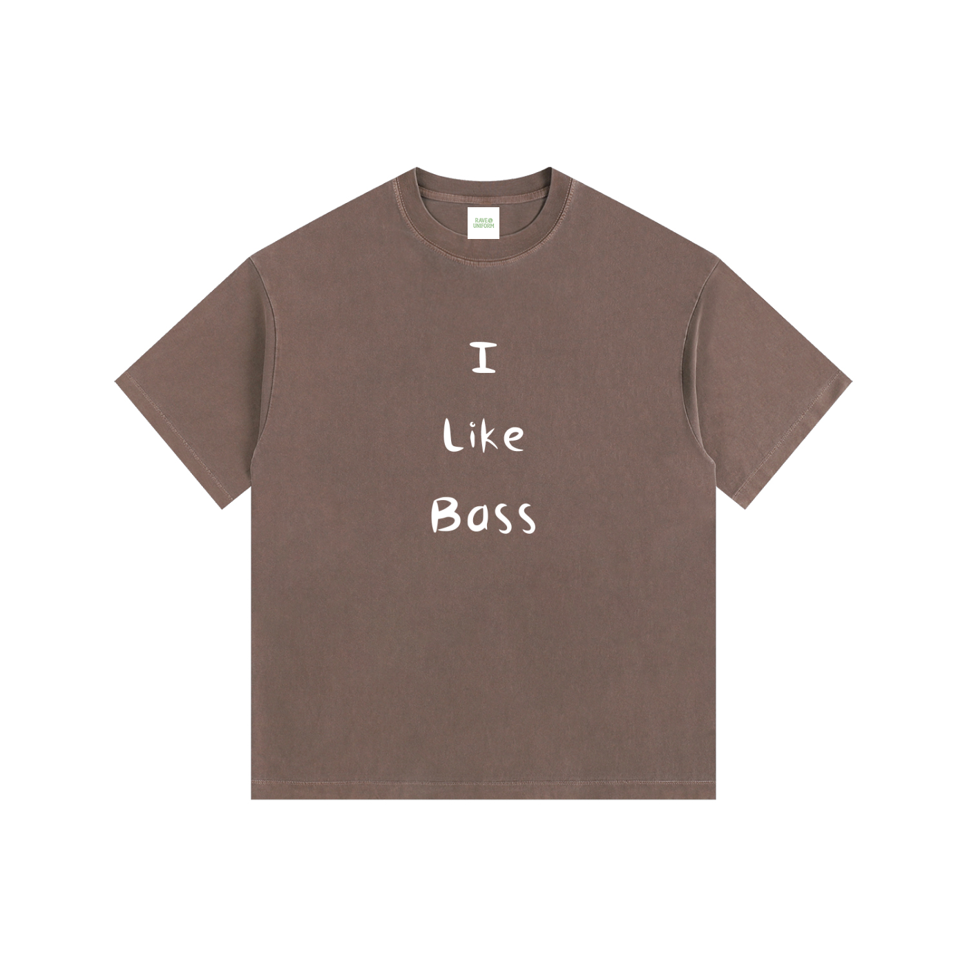 I Like Bass Oversized T-Shirt in Coffee detail view by Rave Uniform
